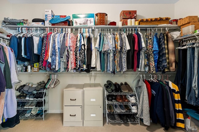 spacious closet with carpet flooring