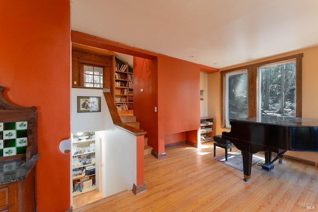 28900 Timberline Rd, Willits, CA 95490 - living area with baseboards, stairs, and light wood-type flooring