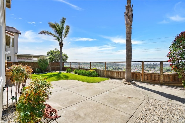 view of patio featuring a fenced backyard