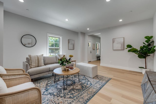 2701 Swanston Oaks, Sacramento, CA 95818 - living area featuring recessed lighting, light wood-style flooring, and baseboards