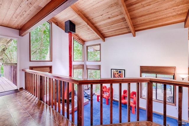 2 Pine Flat Rd, Cazadero, CA 95421 - stairs featuring vaulted ceiling with beams and wooden ceiling