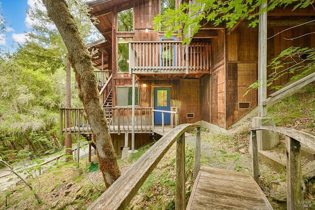 2 Pine Flat Rd, Cazadero, CA 95421 - rear view of property with stairway and a deck