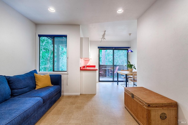 2 Pine Flat Rd, Cazadero, CA 95421 - living area featuring track lighting, baseboards, and recessed lighting