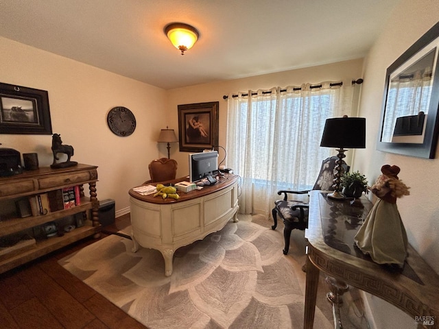 office with wood finished floors