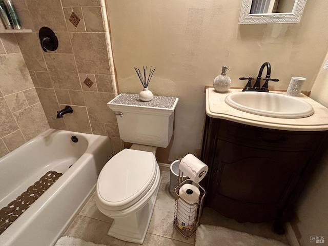 bathroom with toilet, shower / bathtub combination, and vanity