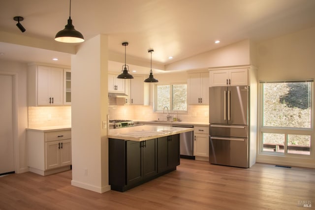 8 Shon Ct, Novato, CA 94947 - kitchen featuring appliances with stainless steel finishes, a sink, light countertops, white cabinets, and recessed lighting
