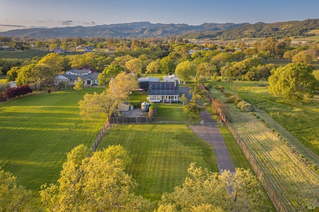 aerial view with a rural view and a mountain view