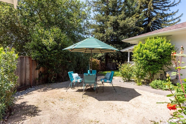 view of patio / terrace featuring outdoor dining area and a fenced backyard