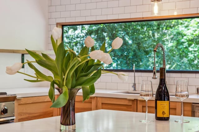 details with light countertops and tasteful backsplash