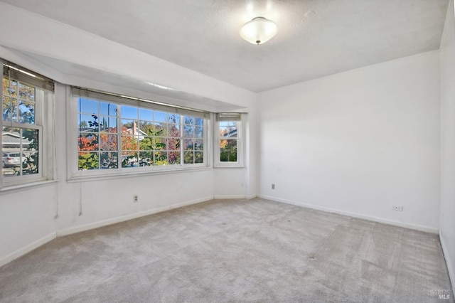 carpeted empty room featuring baseboards