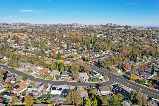 bird's eye view featuring a mountain view and a residential view
