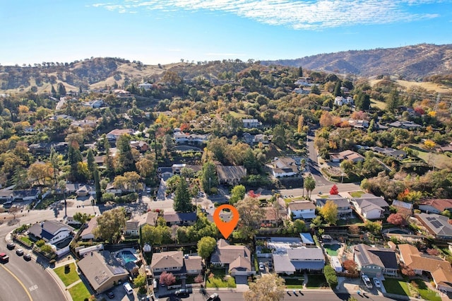 bird's eye view with a residential view and a mountain view