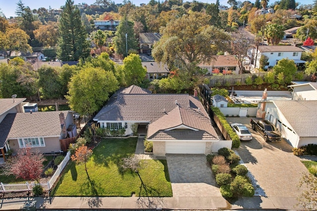 aerial view with a residential view