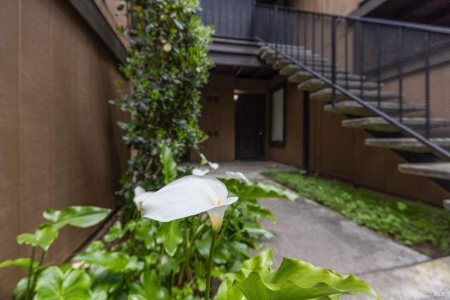 view of yard featuring stairway
