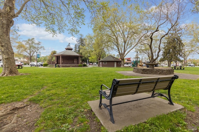view of home's community featuring a gazebo and a yard
