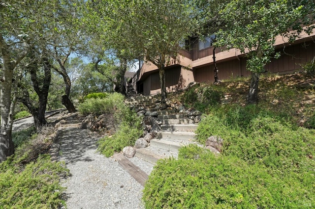 view of yard with stairs