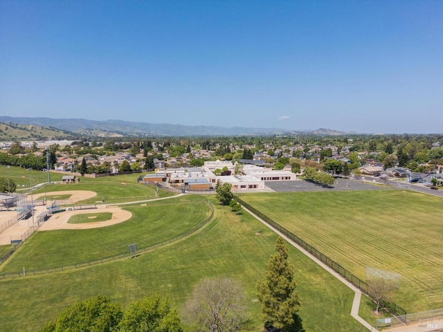 drone / aerial view with a mountain view