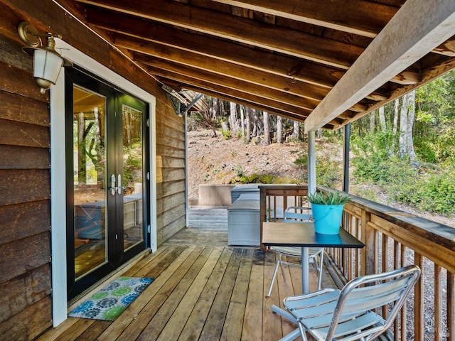 wooden deck with french doors