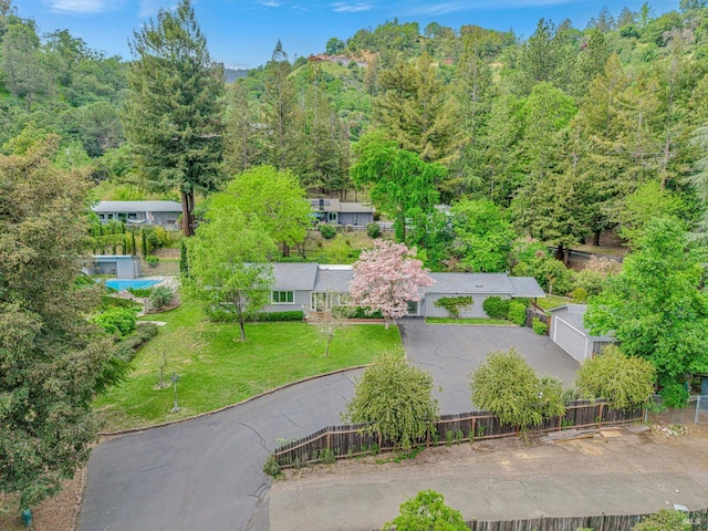 aerial view with a forest view