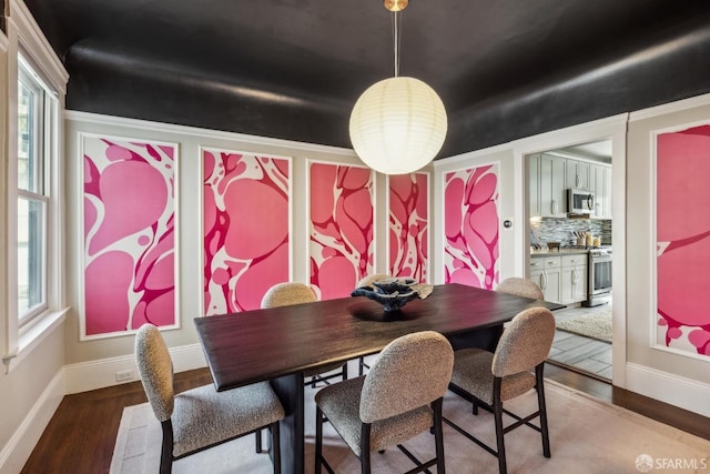 22 Wood St, San Francisco, CA 94118 - dining space featuring baseboards and wood finished floors