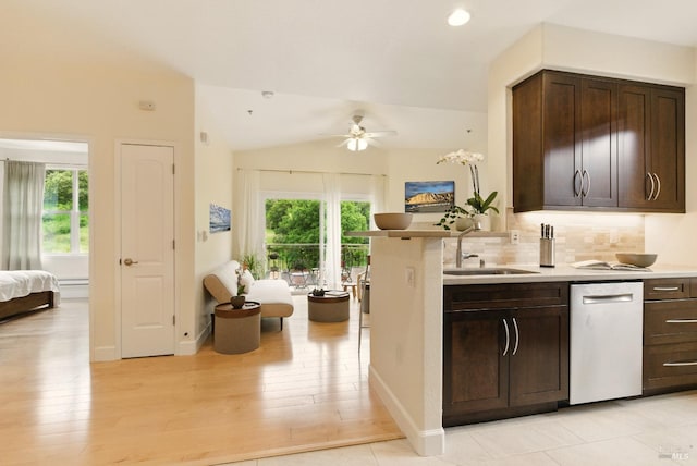 401 N Ave Unit 310, San Rafael, CA 94903 - kitchen featuring dark brown cabinets, black electric cooktop, stainless steel microwave, wall oven, and backsplash