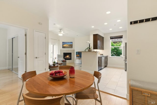 401 N Ave Unit 310, San Rafael, CA 94903 - dining space featuring recessed lighting, a baseboard heating unit, and light wood-style flooring