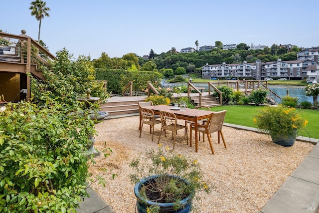 18 Egret Way, Mill Valley, CA 94941 - view of patio / terrace with outdoor dining space and stairway