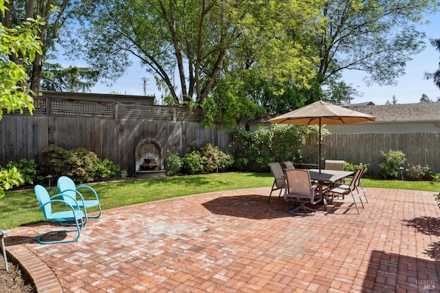 view of patio / terrace with outdoor dining space and a fenced backyard