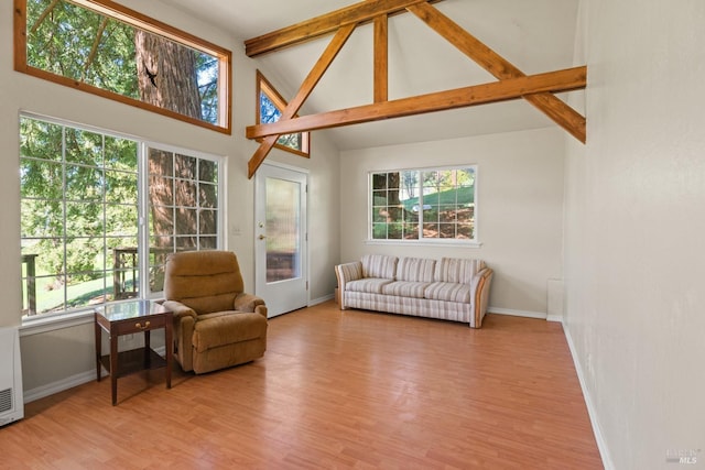 sunroom / solarium with beam ceiling