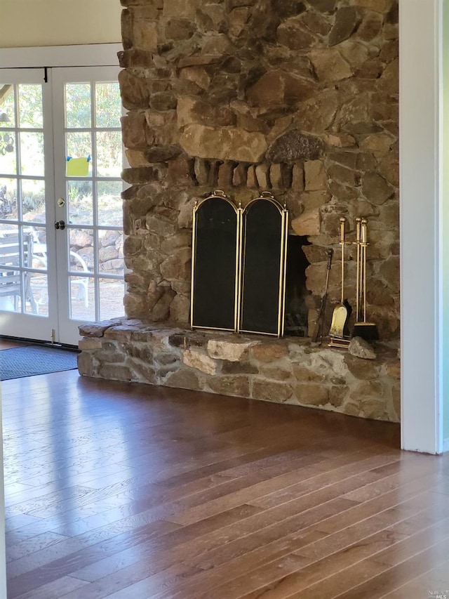details featuring wood finished floors and french doors