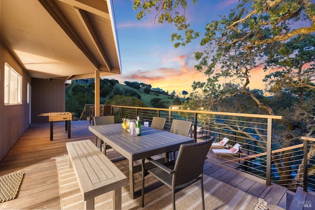 28 Timothy Ave, San Anselmo, CA 94960 - deck at dusk featuring outdoor dining area