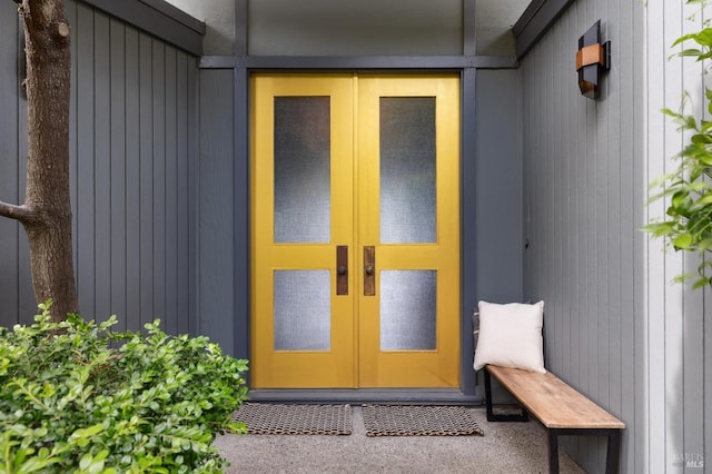 property entrance with french doors