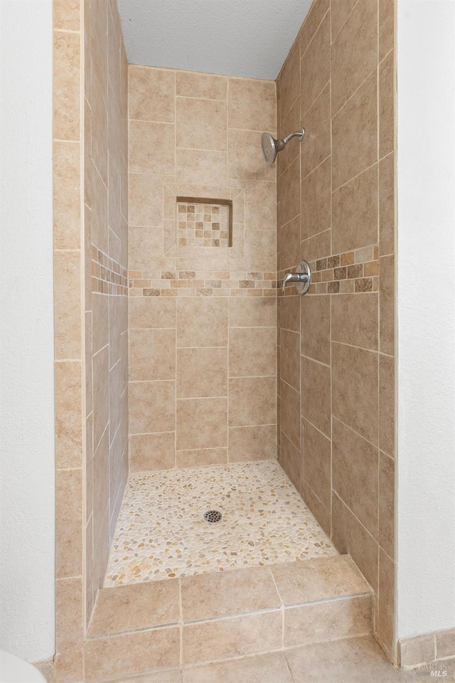 bathroom with a shower stall