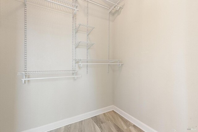 walk in closet featuring light wood-style flooring
