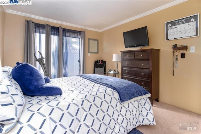 14375 Doolittle Dr, San Leandro, CA 94577 - bedroom with ornamental molding and carpet flooring