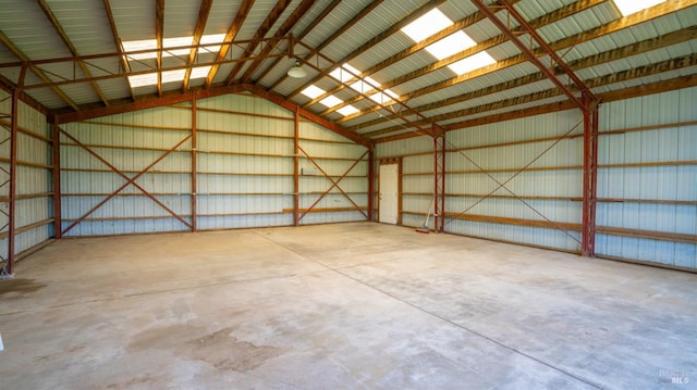 garage with metal wall