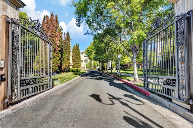view of street with curbs