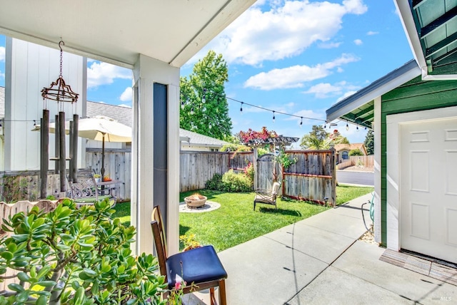 view of patio with a fenced backyard