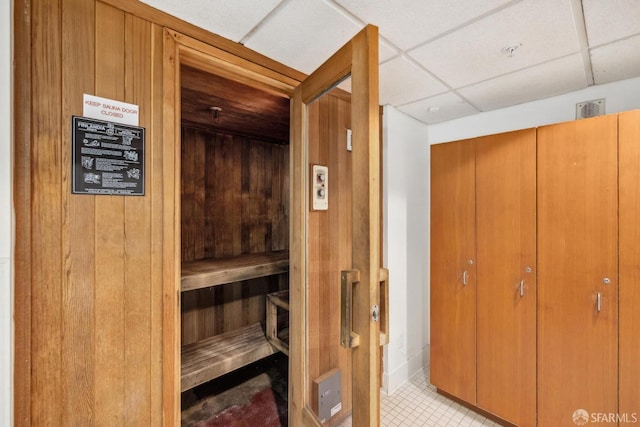 1483 Sutter St Unit 901, San Francisco, CA 94109 - sauna / steam room featuring tile patterned flooring and wooden walls