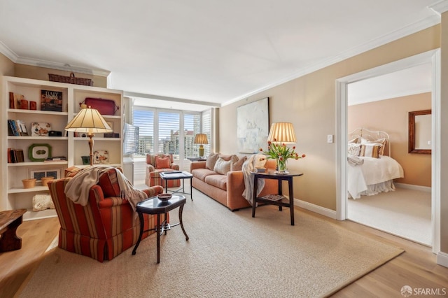 1483 Sutter St Unit 901, San Francisco, CA 94109 - living area with ornamental molding, light wood-style floors, and baseboards