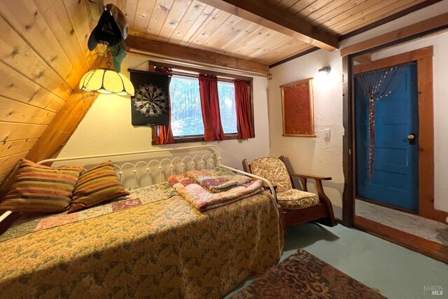 3984 Eagles Point Rd, Potter Valley, CA 95469 - bedroom with wooden ceiling and beam ceiling