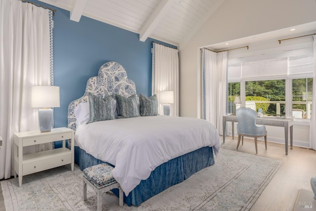 1711 Spring St, Saint Helena, CA 94574 - bedroom with vaulted ceiling with beams, recessed lighting, and wood finished floors