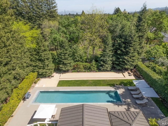 outdoor pool with a patio