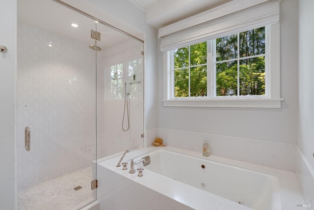 1711 Spring St, Saint Helena, CA 94574 - bathroom featuring a whirlpool tub and a shower stall