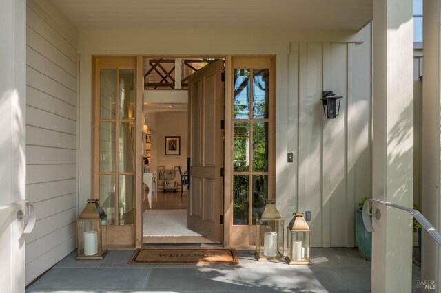 1711 Spring St, Saint Helena, CA 94574 - doorway to property featuring board and batten siding