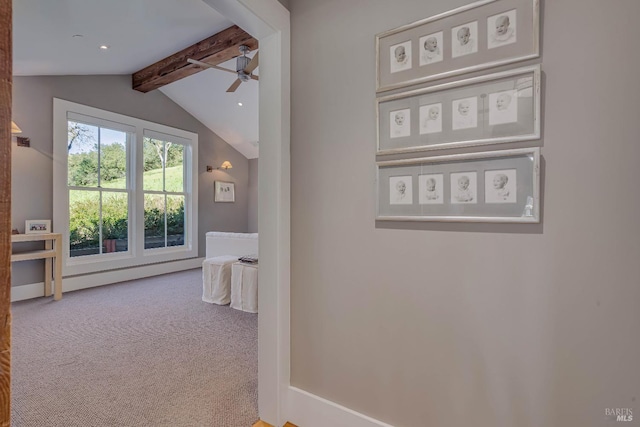 5310 Silverado Trl, Napa, CA 94558 - corridor featuring lofted ceiling with beams and carpet flooring