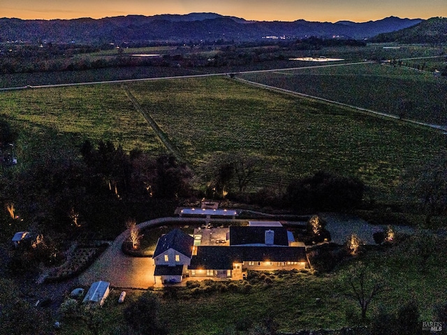 5310 Silverado Trl, Napa, CA 94558 - aerial view at dusk with a mountain view and a rural view