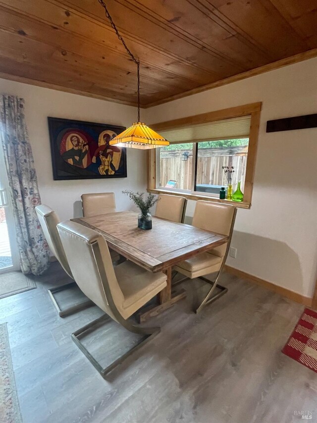 home office with a wood stove, wood finished floors, a wealth of natural light, and wooden ceiling