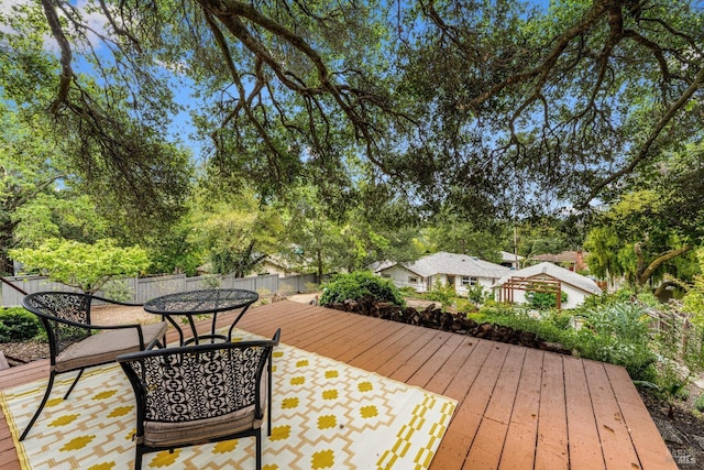 deck with a patio