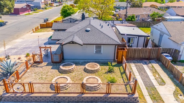 aerial view with a residential view